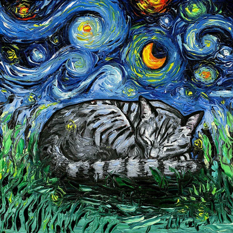 Sleepy Gray Tabby Night