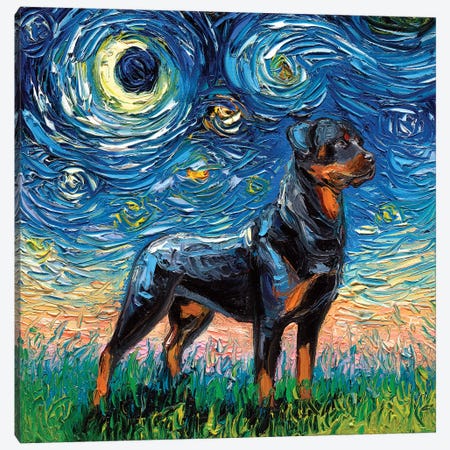 Rottweiler Night I Canvas Print #AJT51} by Aja Trier Canvas Art