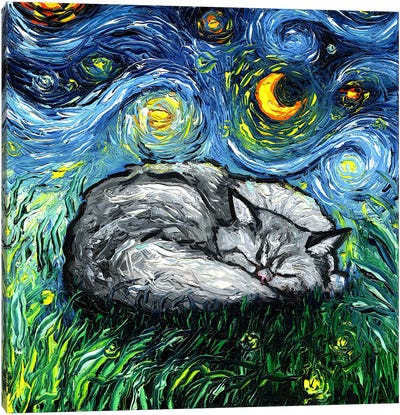 Sleepy Persian Night Canvas Art Print - Persian Cat Art