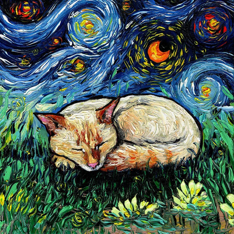 Sleepy Flame Point Siamese Night by Aja Trier wall art