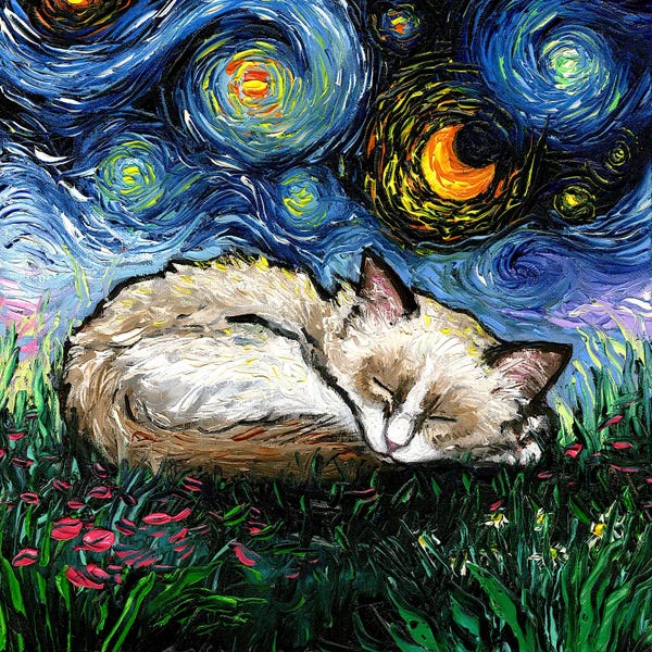 All Things Van Gogh: Sleepy Ragdoll Kitten Night by Aja Trier