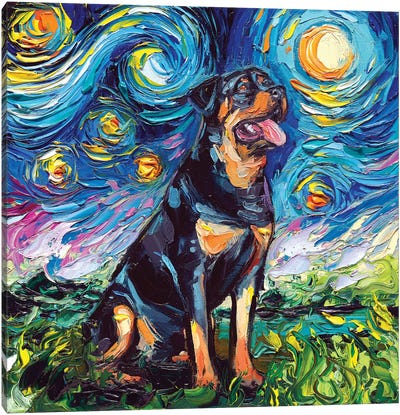 Rottweiler Night II Canvas Art Print - Re-Imagined Masters