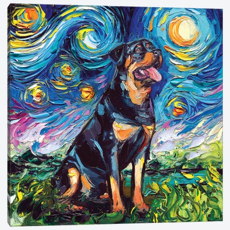 Rottweiler Night II Canvas Print #AJT52} by Aja Trier Canvas Wall Art