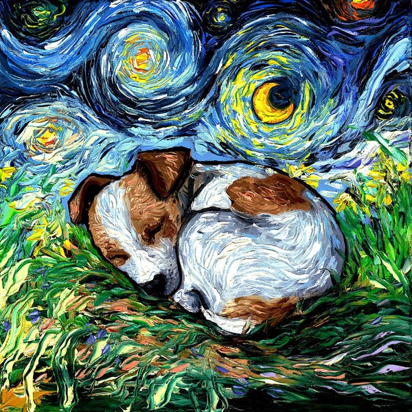 Animal Lover: Sleepy Jack Russell Pup Night by Aja Trier