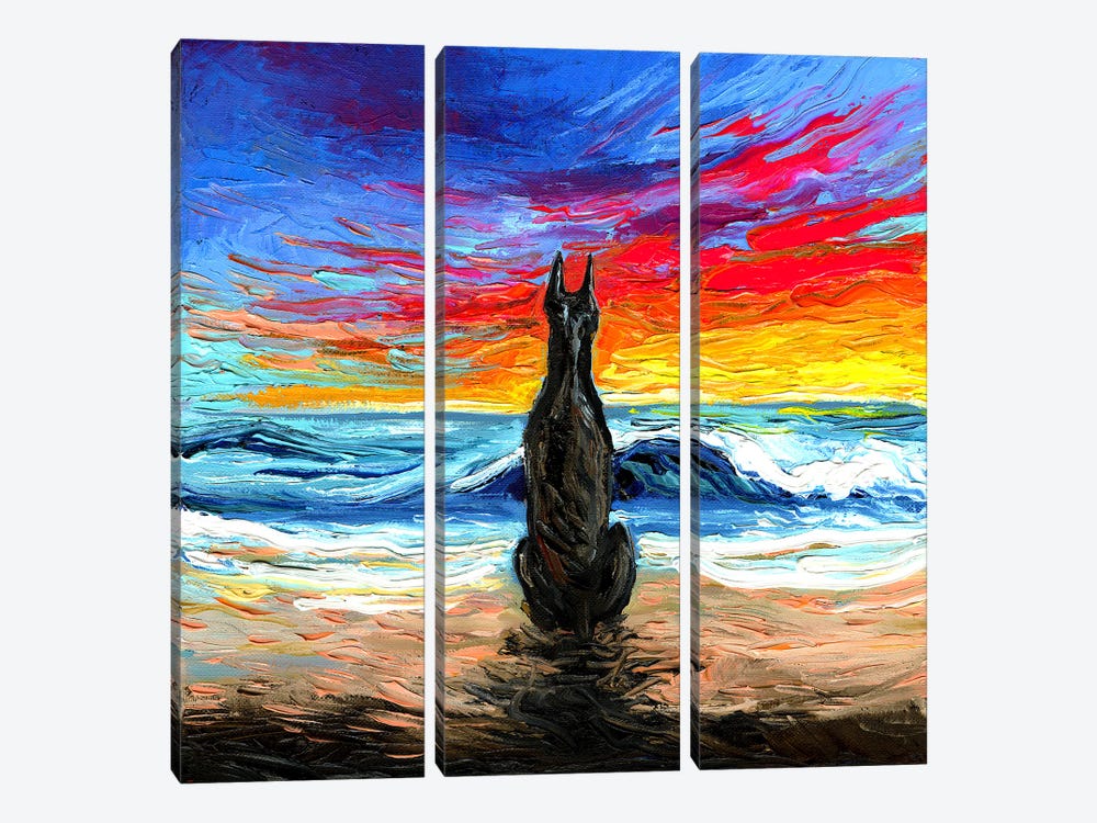 Beach Days - Doberman by Aja Trier 3-piece Canvas Art