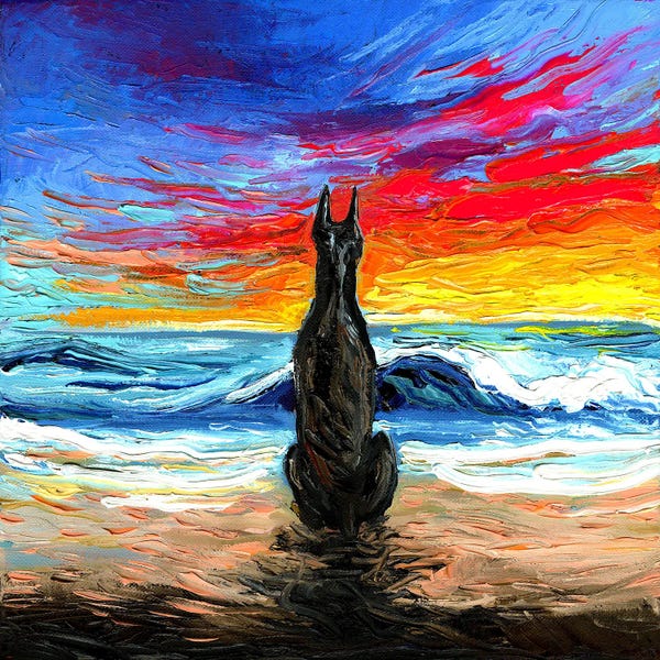 Doberman Pinschers: Beach Days - Doberman by Aja Trier