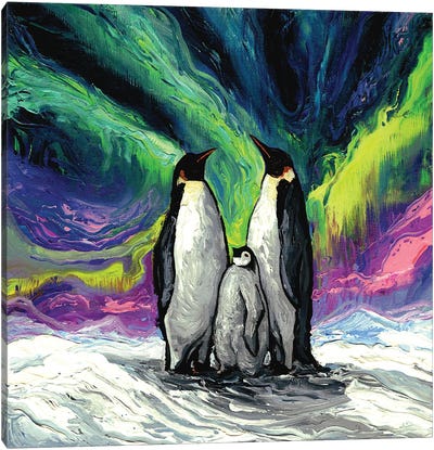 Enjoying The Show Canvas Art Print - Penguin Art