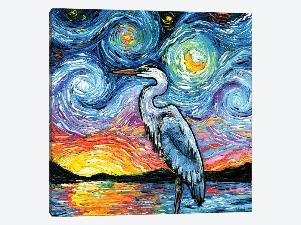Blue Heron by Aja Trier 1-piece Canvas Print