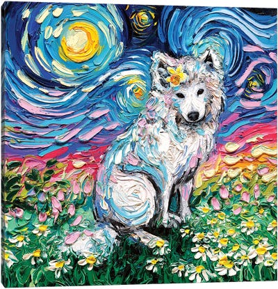 Samoyed Night II Canvas Art Print