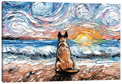 Beach Days - Red Heeler Canvas Art Print - Australian Cattle Dog Art