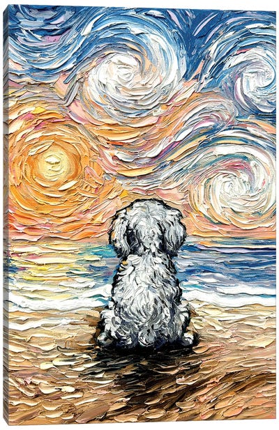 Beach Days - Bichon Frise Canvas Art Print - Sky Art