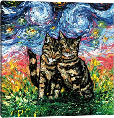 Right By Your Side Canvas Art Print - Tabby Cat Art