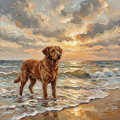 Canvas Print: Beach Day - Chesapeake Bay Retriever by Aja Trier - thumbnail