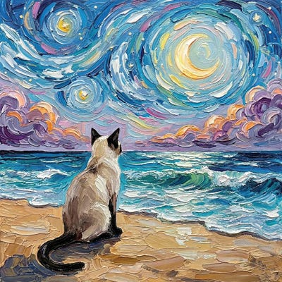 Canvas Print: Beach Nights - Siamese by Aja Trier - thumbnail