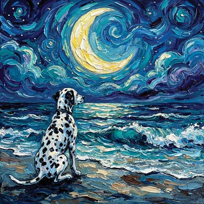 Canvas Print: Beach Nights - Dalmatian by Aja Trier - thumbnail