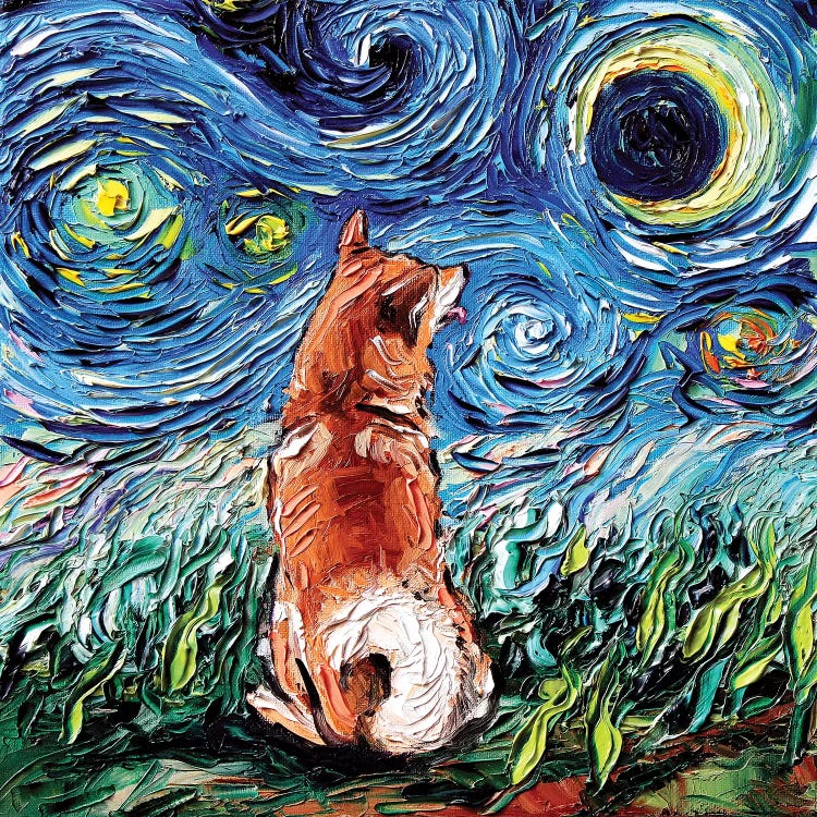 Shiba Inu Night by Aja Trier wall art