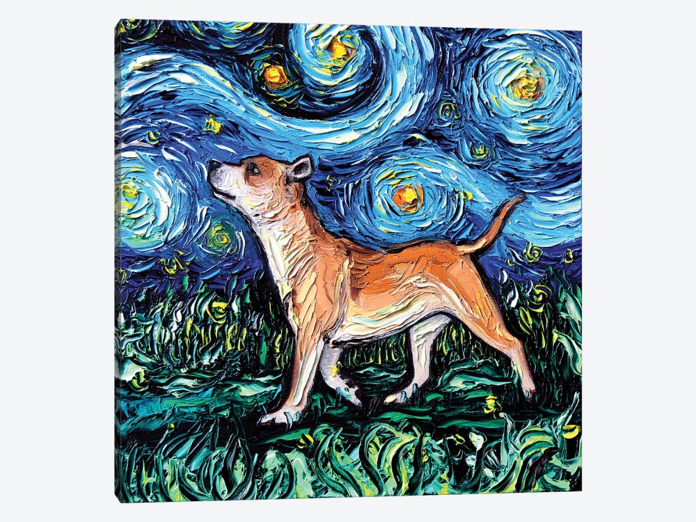 Staffordshire Bull Terrier Night by Aja Trier 1-piece Canvas Art Print