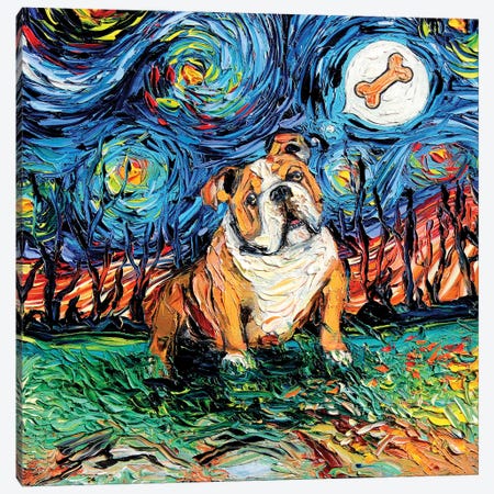 Starry Bulldog Canvas Print #AJT60} by Aja Trier Canvas Art Print