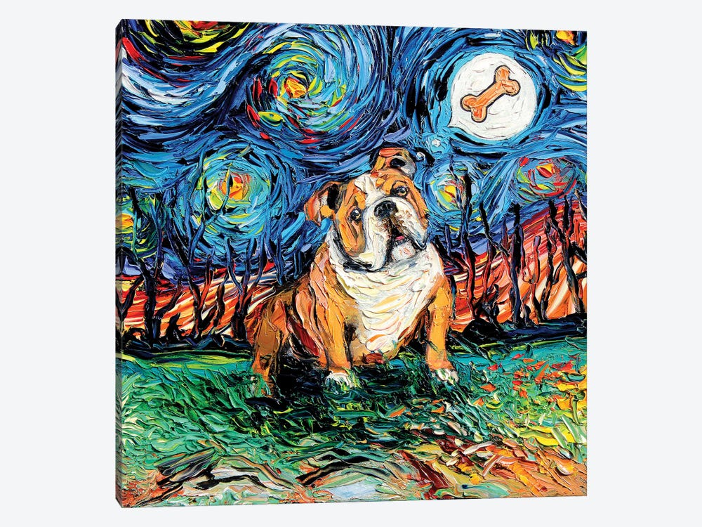 Starry Bulldog by Aja Trier 1-piece Art Print