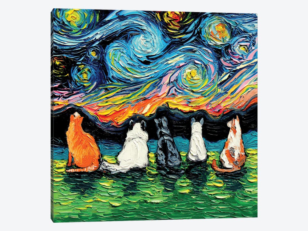 Starry Cats by Aja Trier 1-piece Canvas Artwork