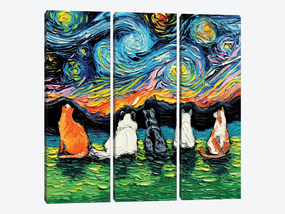 Starry Cats by Aja Trier 3-piece Canvas Art