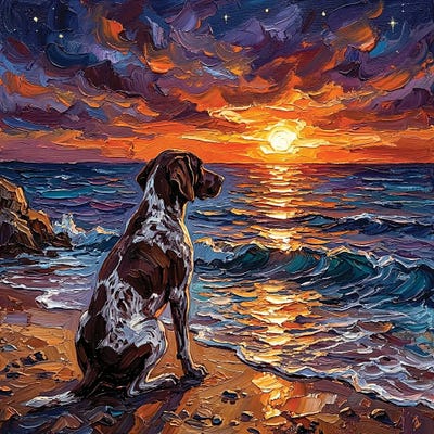 Sycamore - Canvas Prints: Beach Days - German Short Hair Pointer by Aja Trier