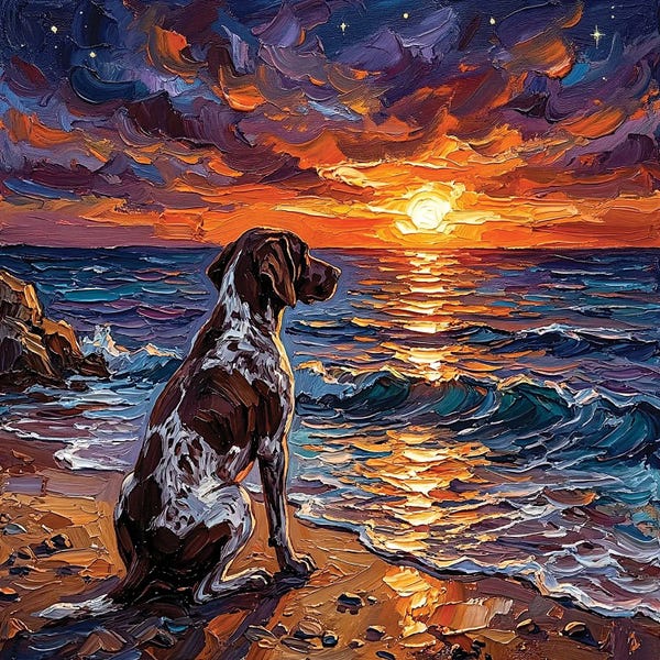 Aja Trier: Beach Days - German Short Hair Pointer by Aja Trier
