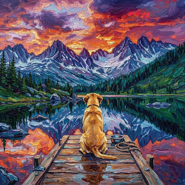 On The Dock - Yellow Labrador