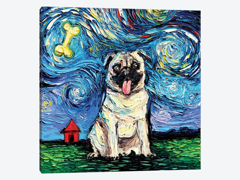 Starry Pug by Aja Trier 1-piece Canvas Print