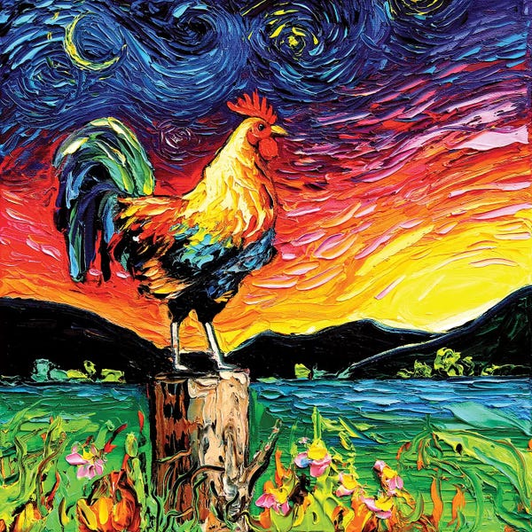 Chickens & Roosters: Starry Starry Morning by Aja Trier