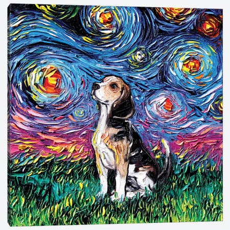 Beagle Night Canvas Print #AJT6} by Aja Trier Canvas Artwork