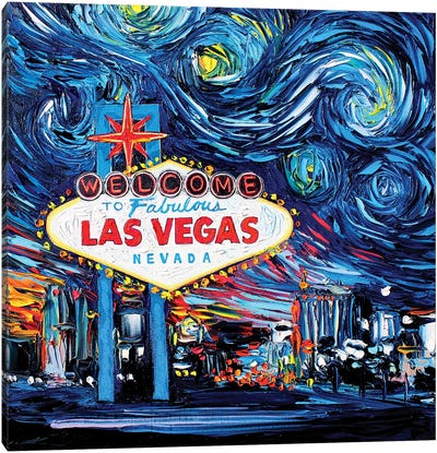 Van Gogh Never Saw Vegas Canvas Art Print - Nevada Art