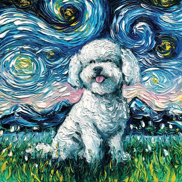 Starry Night Collection: Bichon Frise Night by Aja Trier