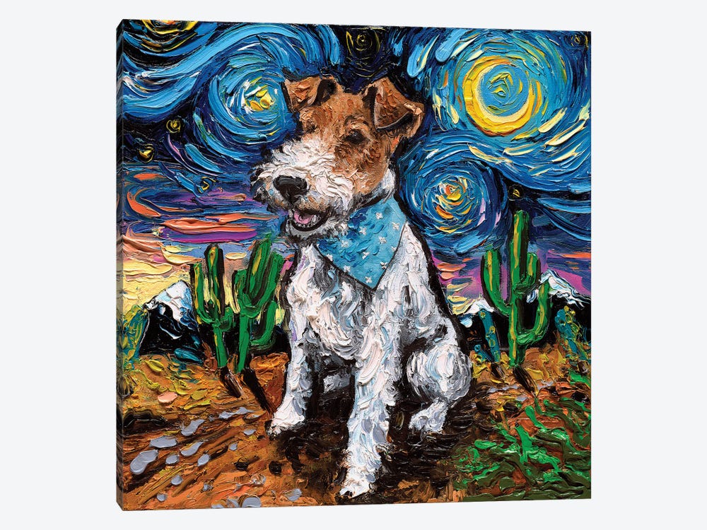 Wire Fox Terrier Night by Aja Trier 1-piece Canvas Art