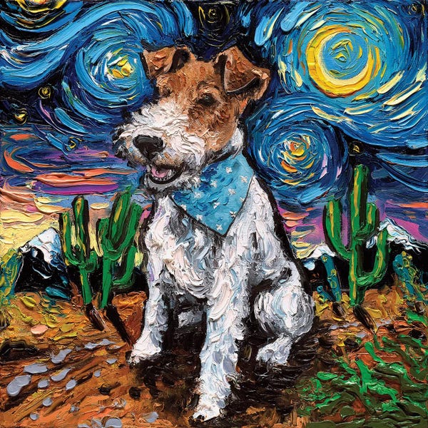 Re-Imagined Masters: Wire Fox Terrier Night by Aja Trier