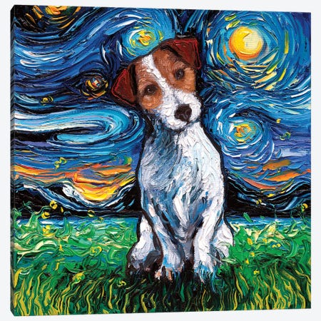 Jack Russel Terrier Night Canvas Print #AJT90} by Aja Trier Canvas Art