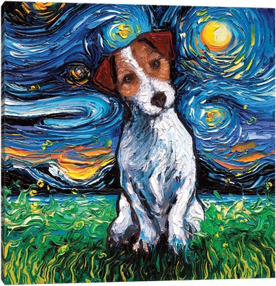 Jack Russel Terrier Night Canvas Art Print - Best Selling Dog Art