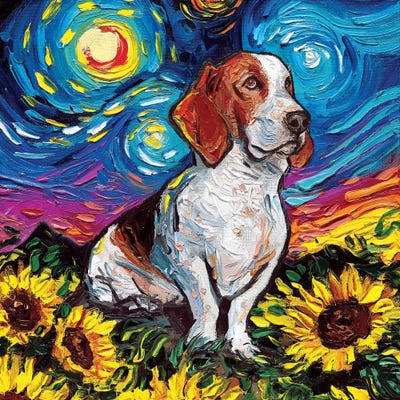 Basset Hound Night II by Aja Trier canvas print