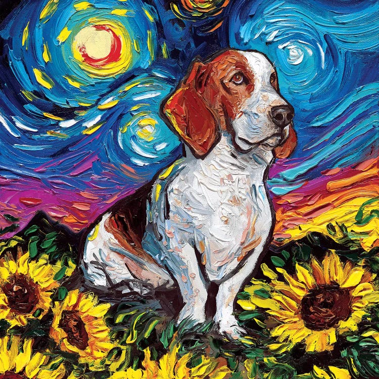 Basset Hound Night II by Aja Trier wall art