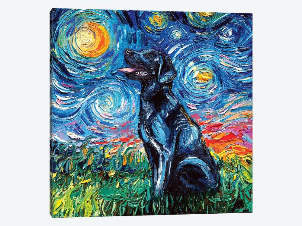 Black Labrador Night I by Aja Trier 1-piece Canvas Wall Art