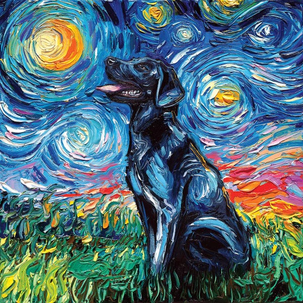 Starry Night Collection: Black Labrador Night I by Aja Trier