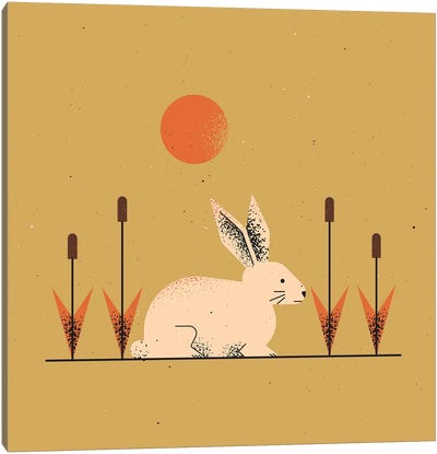 White Rabbit Canvas Art Print - Yellow Art