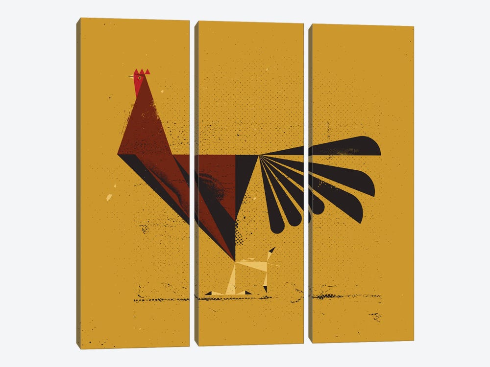 Rooster by Amer Karic 3-piece Canvas Wall Art
