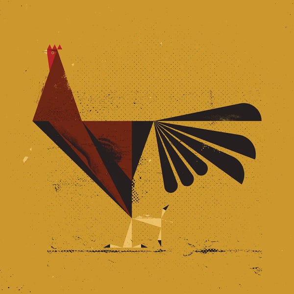 Mid-Century Modern Animals: Rooster by Amer Karic