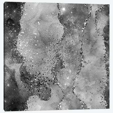 Black Glitter Agate Texture II Canvas Print #AKD105} by Aloke Design Canvas Artwork