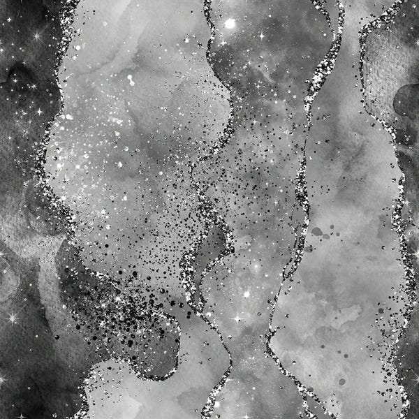 Silver: Black Glitter Agate Texture II by Aloke Design