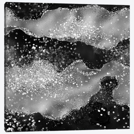 Black Glitter Agate Texture III Canvas Print #AKD106} by Aloke Design Canvas Artwork