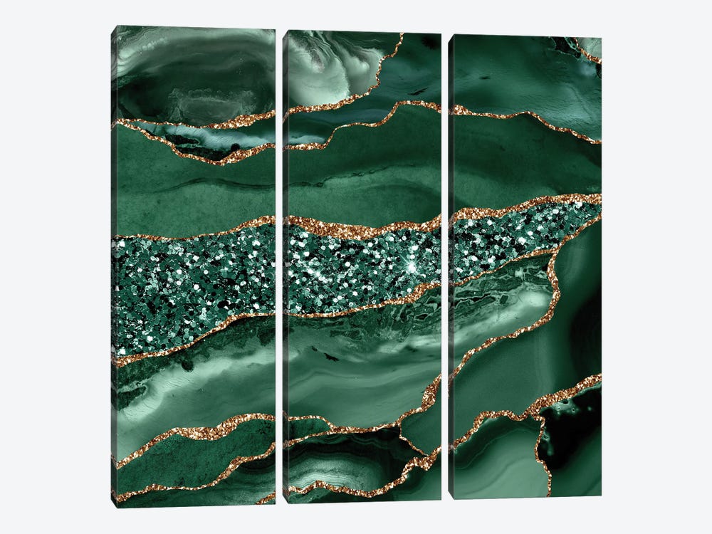 Agate Glitter Ocean Texture XVI by Aloke Design 3-piece Canvas Art Print