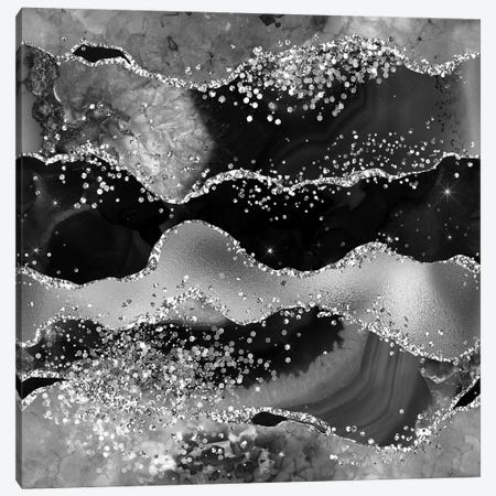 Black Glitter Agate Texture VII Canvas Print #AKD110} by Aloke Design Canvas Art