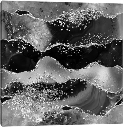 Black Glitter Agate Texture VII Canvas Art Print - Agate, Geode & Mineral Art